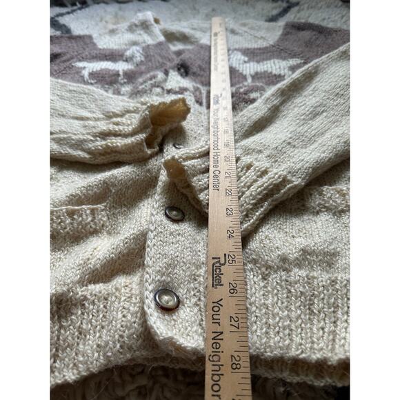 Vintage cowichan cardigan sweater wool Reindeer Tan/Cream/Brown natural undyed - Picture 7 of 9
